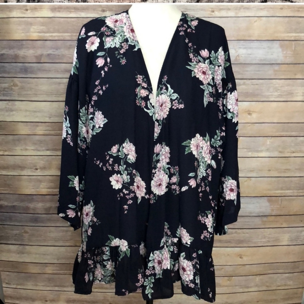 PLEIONE Floral Kimono Cardigan Size Medium - Picture 6 of 6